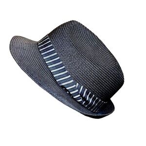 Black Fedora Style Woven Straw Hat